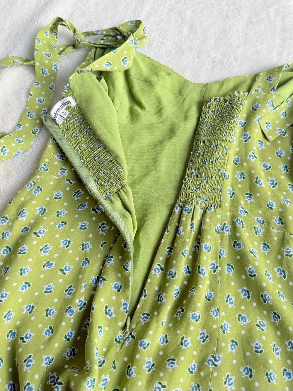 Reformation Nadira Green Floral Sleeveless Midi Dress S (4)